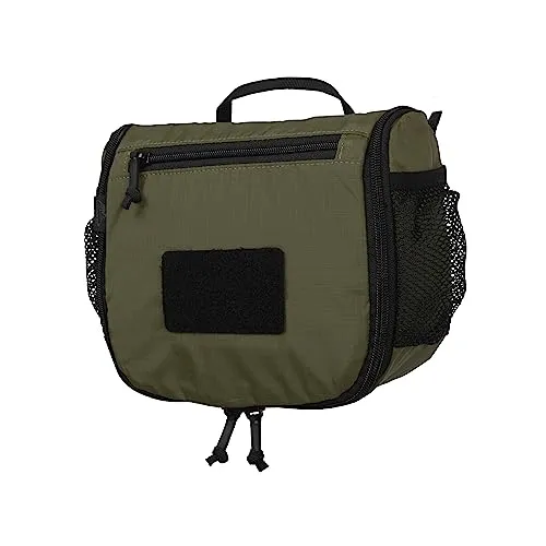 Helikon-Tex Travel Toiletry Bag - Olive Green/Black - Reisetasche für Abenteuerlustige, kompakt und leicht mit robusten YKK-Reißverschlüssen. Ideal für Reisen, bietet praktische Netztaschen und einen abnehmbaren Spiegel.