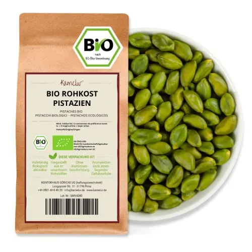 Kamelur 100g grüne BIO Pistazien ohne Schale und ohne Haut - naturbelassene Pistazienkerne, geschält und ungesalzen
