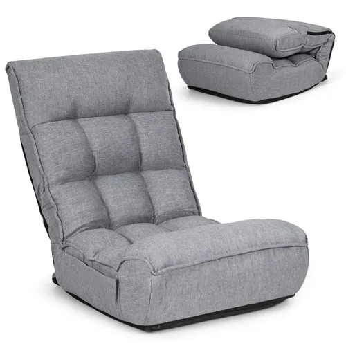 COSTWAY 4-stufig verstellbarer Bodenstuhl – Ergonomisches Bodensofa für Komfort - Ergonomisches Bodensofa mit 4-fach verstellbarer Rückenlehne und 5-fach verstellbarem Kopfteil. Ideal zum Entspannen, Arbeiten oder Spielen. Faltbar und mit Seitentasche für einfachen Zugriff auf Ihre Essentials.
