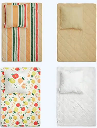 MB Warenhandel24 Bettenset 1x Bettdecke ca. 135x200 cm und 1x Kopfkissen ca. 80x80 cm Bettwäsche Premium Bedruckt Allergiker Steppbett & Kopfkissen Bezug 100% Polyester (Früchte)