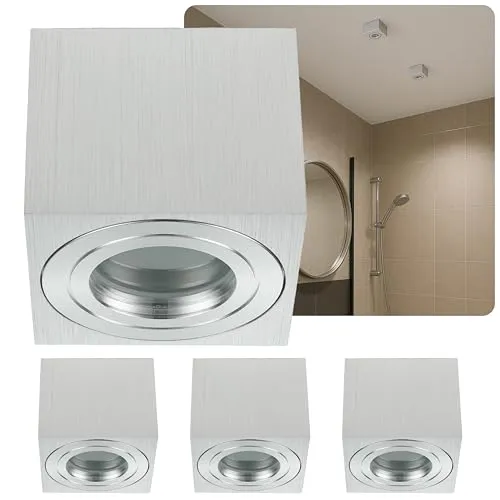 Sweet Led 4x Deckenstrahler IP44 – Flache Aluminium Aufbauleuchte für Feuchträume - Deckenspots mit IP44 Schutzklasse ideal für Badezimmer und Küchen. Schnelle Montage ohne Trafo, direkt an 230V anschließbar. Verleiht jedem Raum eine freundliche Atmosphäre.