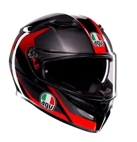 AGV K3 Striga Integralhelm - Schwarz/Grau/Rot - S - Motorradhelm der Spitzenklasse mit ECE 22.06-Zulassung, integrierter Sonnenblende und 190° Sichtfeld für optimale Sicherheit und Komfort bei jeder Fahrt.
