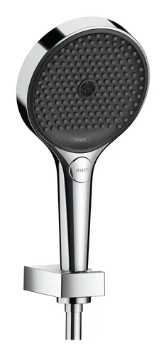 Hansgrohe Rainfinity Brausehalterset 130 3jet - Chrom - Brausen Kategorie, mit 3 Strahlarten für ein individuelles Duscherlebnis und einem 1250 mm Brauseschlauch für mehr Flexibilität.