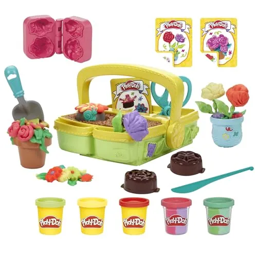 Play-Doh Blooming Flowers - Knete für kreative Blumen, einfach Knete einfüllen und bunte Blumen wachsen lassen. Mit 5 Dosen Play-Doh und Zubehör, ideal für Kinder ab 3 Jahren.