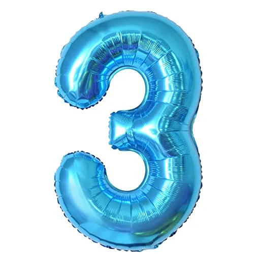 Geburtstag zahlen luftballon 3 jahre | Blau Folienballon 3 XXL -Riesen Folienballon in 40