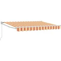 vidaXL Manuell einziehbare Markise Gelb, Orange und Weiß 3,5 x 2 m - Moderne Markise für stilvollen Sonnenschutz im Außenbereich. Aus 100 % Polyester gefertigt, bietet sie Langlebigkeit und schützt vor grellem Licht. Ideal für Garten und Terrasse, perfekt für entspannte Stunden oder Sommerpartys.