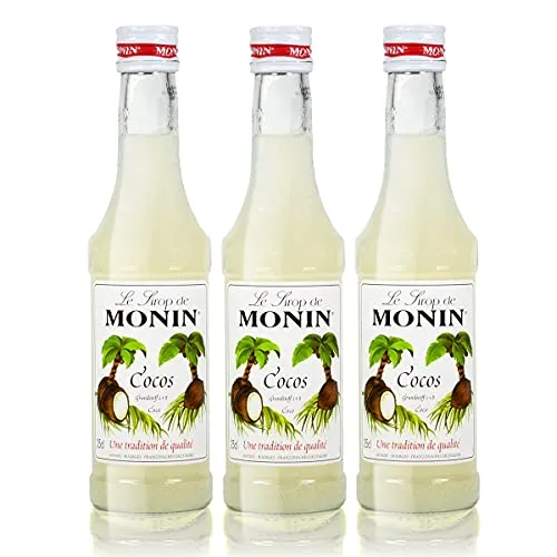 3x Monin Cocos Sirup, 250 ml Flasche