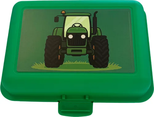 Vorratsdose School-Box groß - BPA-freie Brotdose Kinder mit Trennschale & Klickverschluss - robuste Lunchbox Germany - Motiv Traktor