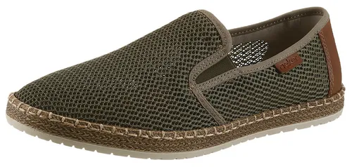 Rieker Herren Slipper B5276 in Grün, Größe 41 EU - Bequeme Slipper & Loafer aus atmungsaktivem Textil mit Antistress-Ausstattung, ideal für warme Sommertage. Weiche Lederdecksohle und elastische Einsätze sorgen für einen perfekten Sitz und hohen Tragekomfort.
