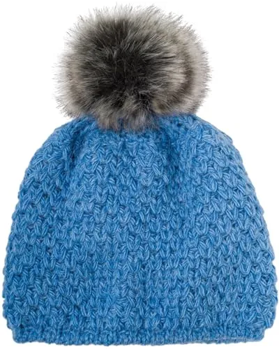 styleBREAKER Kinder Bommelmütze mit V-Muster – Blau