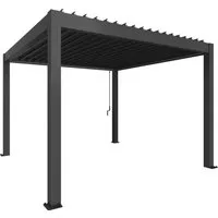 Biohort Pergola 3,5 x 3,5 - Stilvoller Schattenspender - Pavillon mit verstellbaren Lamellen bis 130°, feuerverzinktem Stahl und 20 Jahren Korrosionsgarantie - ideal für langlebigen Komfort auf Ihrer Terrasse.