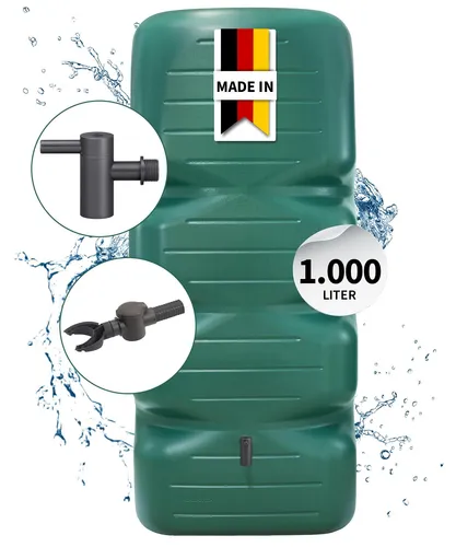 GARANTIA CUBUS Regentonne 1000 Liter dunkelgrün Komplett-Set