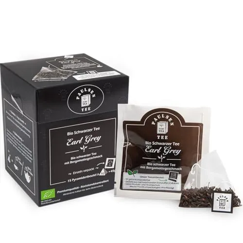 Bio Earl Grey 15 x 3g, einzeln kuvertiert, Paulsen Tee Schwarzer Tee im Pyramidenbeutel - Bio, rückstandskontrolliert & zertifiziert