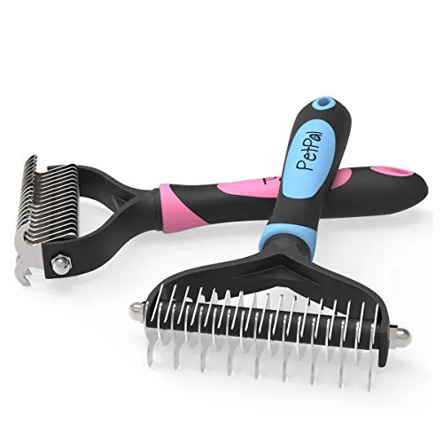 PetPäl Hunde & Katzen Unterwollbürste – Premium Bürste zur Fellpflege - Erleichtert den Fellwechsel – Massagebürste - Entfernt Unterfell & Verfilzungen – Ideal für Haustiere und Pferde