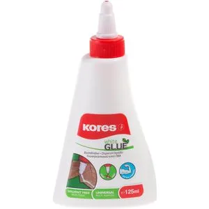 Kores Alleskleber White Glue, Bastelkleber, 125ml, ohne Lösungsmittel, weiß