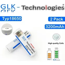 Glk-Technologies Li-Ion Akku 18650 VTC6 3.7V 3200mAh - Hochleistungs Li-Ion Akku 18650 für E-Zigaretten und Taschenlampen. Langlebig, mit Anti-Memory-Effekt und geprüfter Qualität. Ideal für den täglichen Einsatz!