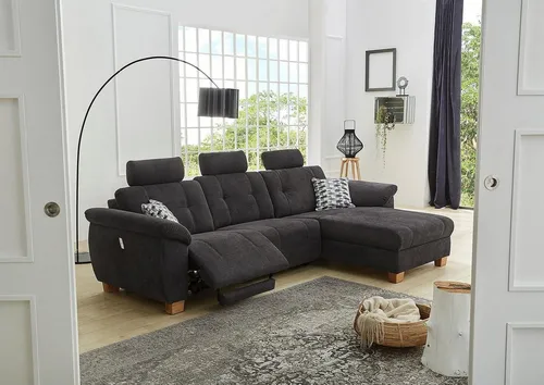 Jockenhöfer Gruppe Ecksofa Savona L-Form, B: 299 cm, mit elektr. Relaxfunktion, USB, 2 Zierkissen & 3 Kopfstützen