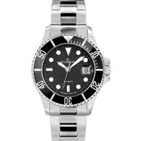 Dugena Herren Quarz-Armbanduhr mit Schraubkrone, Silber/Schwarz, 4460512