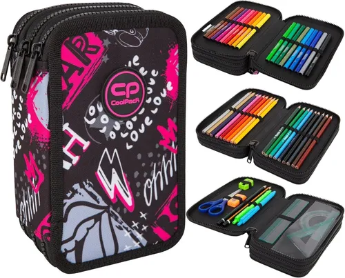 Federmappe 3-Fach Federtasche Mäppchen Gefüllte -ROCK STAR