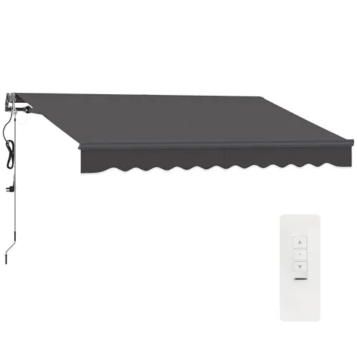 Outsunny Klemmmarkise mit Handkurbel - 300cm Breite, Dunkelgrau - Markise für Terrasse und Balkon, bietet UV-Schutz 30+ und flexiblen Schatten durch höhenverstellbare Gelenkarmtechnik. Ideal für jeden Außenbereich!