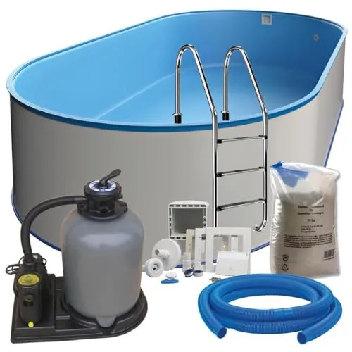 Oval Schwimmbecken-Set 7m x 3,5m von POWERHAUS24