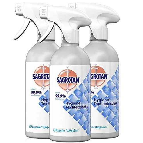 Sagrotan Hygiene-Textilerfrischer Frische Wäsche – Entfernt festsitzende Gerüche & geruchsbildende Bakterien – Für Kleidung & Wohntextilien – 3 x 500 ml