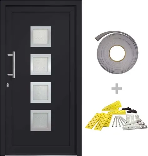 vidaXL Haustür Anthrazit 108x208 cm - Elegante Haustür in Anthrazit, 5-Punkt-Pilzstiftverriegelung für mehr Sicherheit. Ideal für einen modernen Eingangsbereich, inklusive hochwertigem Zubehör und isolierender Verglasung.