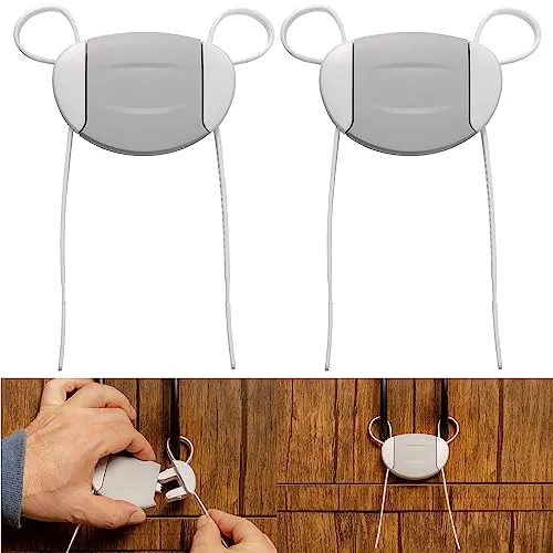 Schranktür Kindersicherung, 2 Stück, ohne kleben und bohren, für Schrankgriffe, Knäufe, Schrank Kinder Schutz, funktionsweise wie Kabelbinder, Sicherung mit Täuschungsknopf, Schrankgriff Babysicherung