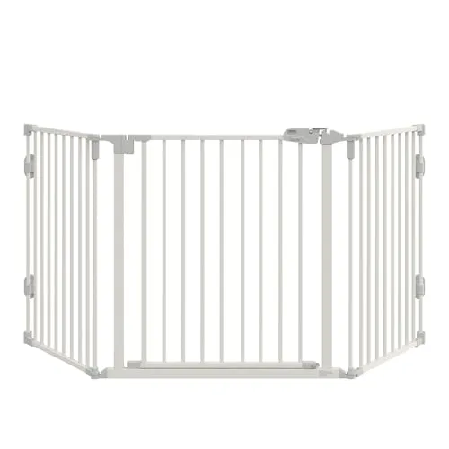 PawHut Hunde Absperrgitter - Verstellbares Türschutzgitter für Haustiere - Tür- & Treppengitter mit automatischer Schließfunktion, flexibel einsetzbar als Laufstall oder Sicherheitstor, ideal für kleine und mittelgroße Hunde.