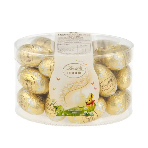 Lindt LINDOR Eier Weiß 450g | Zartschmelzende Schokolade für Ostern
