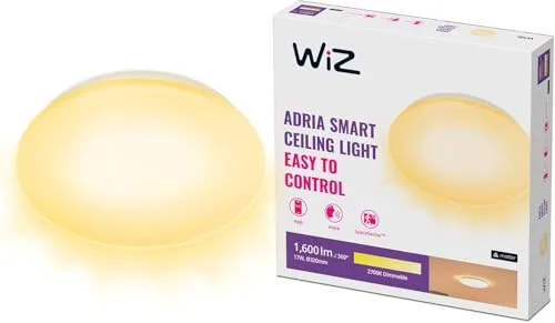 WiZ Adria Warm White Deckenleuchte - Smart Deckenleuchte mit 1.600 lm, dimmbar und WLAN-gesteuert für flexibles Lichtmanagement und angenehmes warmweißes Licht.