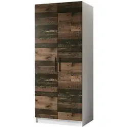 Kier Furniture Drehtürenschrank in Weiß und Braun, 78x205x52.5 cm