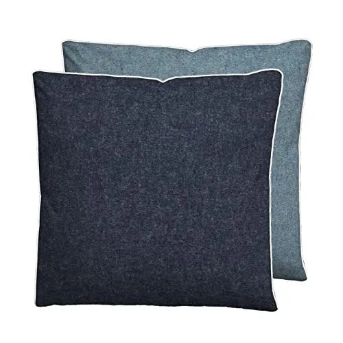 biberna Melange-Flanell Kissenbezug 40x40 cm, 100% Baumwolle, Biber, Flanell wärmend, weich & kuschelig, Reißverschluss, mit Paspel, Winter & Herbst, Uni, blau, Modell 0840500