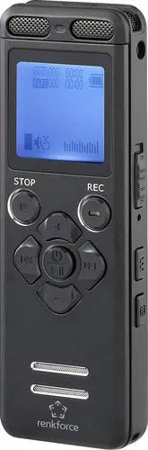 Renkforce RF-DVR-E36 Digitales Diktiergerät - Diktier- & Aufnahmegeräte mit einer beeindruckenden Aufzeichnungsdauer von bis zu 25 Stunden, ideal für lange Meetings oder Vorträge.