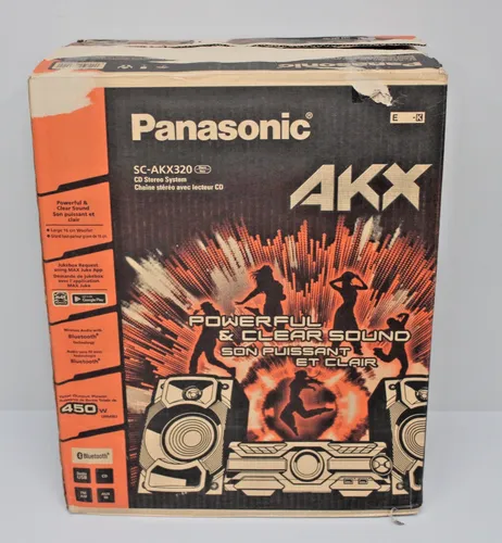 PANASONIC SC-AKX320E-K CD/Radio/MP3 System - Radiosystem mit 450 W RMS Leistung, tiefen Bässen und DJ-Effekten für die perfekte Party-Atmosphäre – flexibel in der Musikwiedergabe über CD, Bluetooth und mehr.