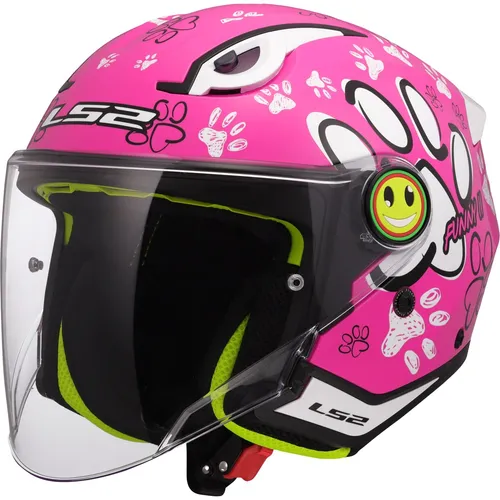 LS2 Jet-Motorradhelm für Kinder FUNNY II PAWS Gloss Pink, L in pink von LS2