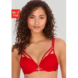 JETTE Push-up-BH mit Bügel und aufregenden Ring- und Bänderdetails, sexy Dessous rot 70