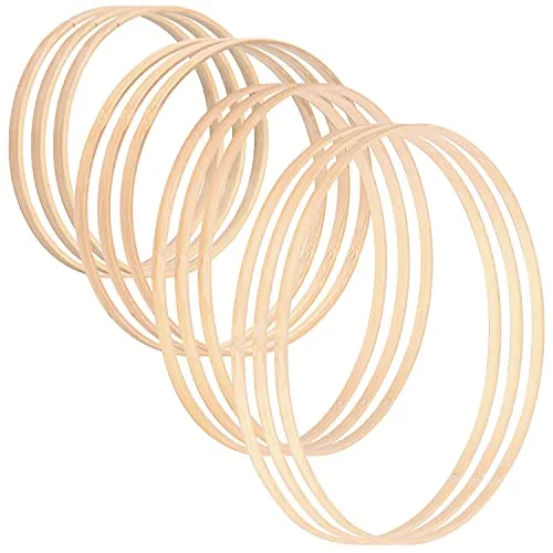 Queta Holz Bambus Floral Hoop Kranz Makramee Craft Hoop Ringe 12 Stück 4 Größen für DIY Hochzeit Kranz Dekor, Traumfänger und Wandbehang Handwerk (15 cm, 20 cm,26cm&30cm)