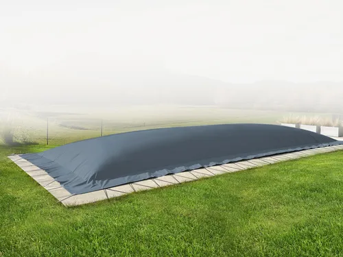 AirDeluxe® Rechteckige aufblasbare Poolplane (5m x 3m, Anthrazit) Schwimmbad Abdeckung aus LKW Plane, Winter Poolabdeckung