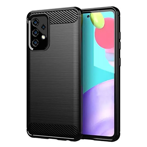 Cadorabo Hülle kompatibel mit Samsung Galaxy A52 (4G 5G) A52s Schutzhülle TPU Silikon Case Karbon Optik Slim Kratzfest Weiche Gummi mit Rundumschutz Case Hülle für Galaxy A52 (4G 5G) A52s in Schwarz