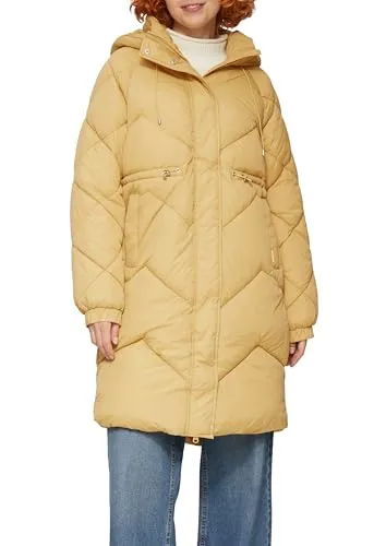 QS Damen Steppmantel mit Kapuze - Gelb 1602, XL - Funktionsjacke mit Stehkragen und fixierter Kapuze, ideal für kühle Tage und stylisches Auftreten.
