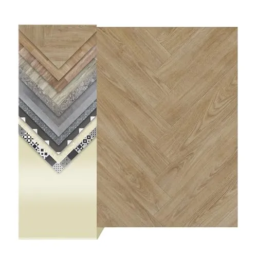 Primaflor PVC Bodenbelag Meterware TURVO - Eiche hell Fischgrätdekor, 2,00m x 0,50m, Vinyl-Boden in Holzoptik für Küche, Wohn- und Badezimmer, Hochwertige Auslegware, Anti-Rutsch Oberfläche