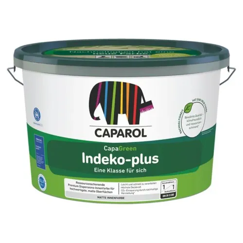 Caparol Indeko Plus Wandfarbe 12,5 Liter - Sehr hoher Weißgrad - Innen- & Außenfarben mit einem sehr hohen Weißgrad, ideal für ein strahlendes und langlebiges Finish in Ihrem Zuhause.