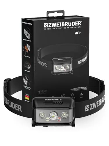Zweibrüder ZB3H Stirnlampe 600 Lumen mit Digital Focus - Leichte LED Stirnlampe mit 600 Lumen, USB-C aufladbar, vier Lichtmodi und neigbarer Funktion für gezielte Ausleuchtung – ideal für Alltag, Outdoor und Camping.