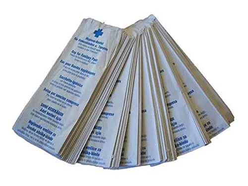 Funny Hygienebeutel 100 Stück für Binden und Tampons - Praktische Hygienetüten aus Papier, mehrsprachig beschriftet und ideal für diskrete Entsorgung von Hygieneartikeln.