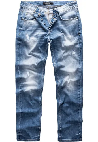 REPUBLIX Straight-Jeans JAX Herren Regular Fit Destroyed Jeans blau W34/L32 - Stylische Herrenjeans im Destroyed-Look, ideal für lässige Outfits. Aus 98% Baumwolle und 2% Elasthan für optimalen Tragekomfort. Perfekt für jeden Anlass!