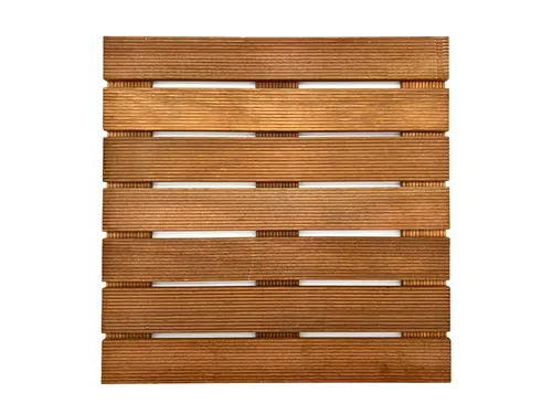 Klick Terrassenfliese 50x50cm aus Bangkirai Holz - Holzfliesen für die Terrasse, langlebig und wetterbeständig, ideal für eine stilvolle und gemütliche Außenfläche.
