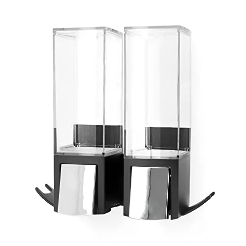 Compactor Doppel-Wand-Seifenspender 2 x 500 ml Schwarz - Praktischer Seifenspender mit Doppelkammer-Design für Seife und Duschgel. Ideal für Bad und Dusche, platzsparend montierbar und nachhaltig durch nachfüllbares System.