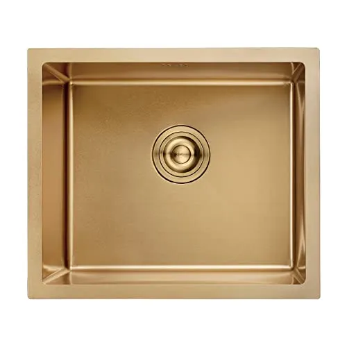 Ibergrif M85043G Edelstahl Küchenspüle 50x43 cm - Moderne Unterbau-/Überbau-Spüle aus rostfreiem Edelstahl, mit geräuschreduzierenden Pads und einfachem Montagezubehör für eine bequeme Installation.