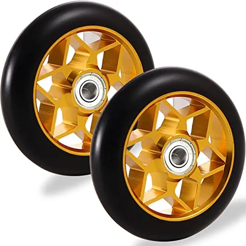 Freestyle 110 mm Stunt Scooter Wheels 110 mm Stunt-Scooter Wheels Gold Freestyle Gold Rollen mit ABEC-9 Kugellager, kompatibel mit Hikole Fuzion Z250 Albott TBF BoldCube Land Surfer
